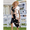 Zeagoo Womens Casual Dress for Summer Loose Hankerchief Flare Midi Sundress(Black White Flower)
