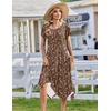 Zeagoo Womens Casual Dress for Summer Loose Hankerchief Flare Midi Sundress(Coffee)