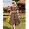 Zeagoo Womens Casual Dress for Summer Loose Hankerchief Flare Midi Sundress(Coffee)
