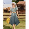Zeagoo Womens Casual Dress for Summer Loose Hankerchief Flare Midi Sundress(Grey Floral)