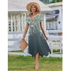Zeagoo Womens Casual Dress for Summer Loose Hankerchief Flare Midi Sundress(Grey Floral)