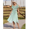 Zeagoo Womens Casual Dress for Summer Loose Hankerchief Flare Midi Sundress(Light Green)