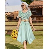 Zeagoo Womens Casual Dress for Summer Loose Hankerchief Flare Midi Sundress(Light Green)