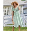 Zeagoo Womens Casual Dress for Summer Loose Hankerchief Flare Midi Sundress(Light Green)