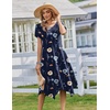 Zeagoo Womens Casual Dress for Summer Loose Hankerchief Flare Midi Sundress(Navy Floral)