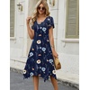 Zeagoo Womens Casual Dress for Summer Loose Hankerchief Flare Midi Sundress(Navy Floral)