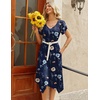 Zeagoo Womens Casual Dress for Summer Loose Hankerchief Flare Midi Sundress(Navy Floral)
