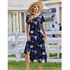 Zeagoo Womens Casual Dress for Summer Loose Hankerchief Flare Midi Sundress(Navy Floral)