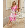 Zeagoo Womens Casual Dress for Summer Loose Hankerchief Flare Midi Sundress(Pink)