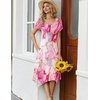 Zeagoo Womens Casual Dress for Summer Loose Hankerchief Flare Midi Sundress(Pink)