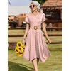Zeagoo Womens Casual Dress for Summer Loose Hankerchief Flare Midi Sundress(Pink Dot)