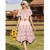 Zeagoo Womens Casual Dress for Summer Loose Hankerchief Flare Midi Sundress(Pink Sf292)