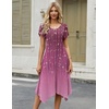 Zeagoo Womens Casual Dress for Summer Loose Hankerchief Flare Midi Sundress(Purple)
