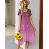 Zeagoo Womens Casual Dress for Summer Loose Hankerchief Flare Midi Sundress(Purple)