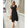 Zeagoo Womens Casual Dress for Summer Loose Hankerchief Flare Midi Sundress(Solid Black)