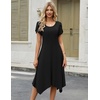 Zeagoo Womens Casual Dress for Summer Loose Hankerchief Flare Midi Sundress(Solid Black)