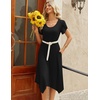 Zeagoo Womens Casual Dress for Summer Loose Hankerchief Flare Midi Sundress(Solid Black)