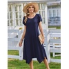 Zeagoo Womens Casual Dress for Summer Loose Hankerchief Flare Midi Sundress(Solid Navy)