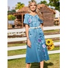 Zeagoo Womens Casual Dresses for Summer Short Sleeve Flare Midi Dress Beach(01 Blue Floral)