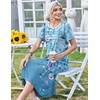 Zeagoo Womens Casual Dresses for Summer Short Sleeve Flare Midi Dress Beach(01 Blue Floral)
