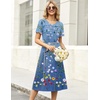 Zeagoo Womens Casual Dresses for Summer Short Sleeve Flare Midi Dress Beach(02 Blue Floral)