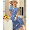 Zeagoo Womens Casual Dresses for Summer Short Sleeve Flare Midi Dress Beach(02 Blue Floral)