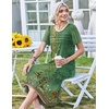 Zeagoo Womens Casual Dresses for Summer Short Sleeve Flare Midi Dress Beach(02 Green Floral)