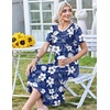 Zeagoo Womens Casual Dresses for Summer Short Sleeve Flare Midi Dress Beach(02 Navy Floral)