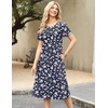 Zeagoo Womens Casual Dresses for Summer Short Sleeve Flare Midi Dress Beach(03 Blue)