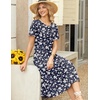 Zeagoo Womens Casual Dresses for Summer Short Sleeve Flare Midi Dress Beach(03 Blue)