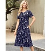Zeagoo Womens Casual Dresses for Summer Short Sleeve Flare Midi Dress Beach(03 Navy Floral)