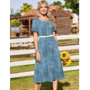 Zeagoo Womens Casual Dresses for Summer Short Sleeve Flare Midi Dress Beach(04 Blue)