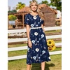 Zeagoo Womens Casual Dresses for Summer Short Sleeve Flare Midi Dress Beach(04 Navy Floral)