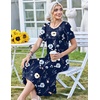 Zeagoo Womens Casual Dresses for Summer Short Sleeve Flare Midi Dress Beach(04 Navy Floral)