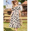 Zeagoo Womens Casual Dresses for Summer Short Sleeve Flare Midi Dress Beach(Beige Floral)