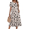 Zeagoo Womens Casual Dresses for Summer Short Sleeve Flare Midi Dress Beach(Beige Floral)
