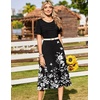 Zeagoo Womens Casual Dresses for Summer Short Sleeve Flare Midi Dress Beach(Black Floral)