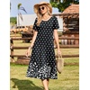 Zeagoo Womens Casual Dresses for Summer Short Sleeve Flare Midi Dress Beach(Black Sp122)