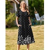 Zeagoo Womens Casual Dresses for Summer Short Sleeve Flare Midi Dress Beach(Black Sp122)