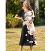 Zeagoo Womens Casual Dresses for Summer Short Sleeve Flare Midi Dress Beach(Black White)