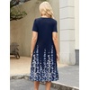 Zeagoo Womens Casual Dresses for Summer Short Sleeve Flare Midi Dress Beach(Blue Floral)