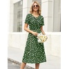 Zeagoo Womens Casual Dresses for Summer Short Sleeve Flare Midi Dress Beach(Green Floral)