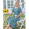 Zeagoo Womens Casual Dresses for Summer Short Sleeve Flare Midi Dress Beach(Green Sf237)