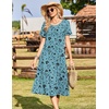 Zeagoo Womens Casual Dresses for Summer Short Sleeve Flare Midi Dress Beach(Green Sf237)