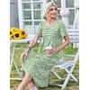 Zeagoo Womens Casual Dresses for Summer Short Sleeve Flare Midi Dress Beach(Green Xh534)