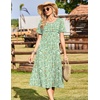 Zeagoo Womens Casual Dresses for Summer Short Sleeve Flare Midi Dress Beach(Green Xh534)