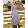 Zeagoo Womens Casual Dresses for Summer Short Sleeve Flare Midi Dress Beach(Grey Floral)