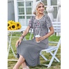 Zeagoo Womens Casual Dresses for Summer Short Sleeve Flare Midi Dress Beach(Grey Floral)