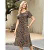 Zeagoo Womens Casual Dresses for Summer Short Sleeve Flare Midi Dress Beach(Leopard Print)