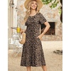 Zeagoo Womens Casual Dresses for Summer Short Sleeve Flare Midi Dress Beach(Leopard Print)